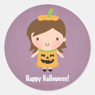 Adesivo Menina Abóbora Fofa Não Tão Assustadora Halloween