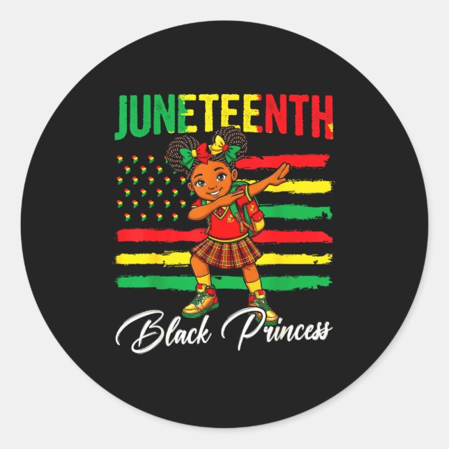 Adesivo Menina afro comemorando Juneteenth fazendo dabbing (Frente)