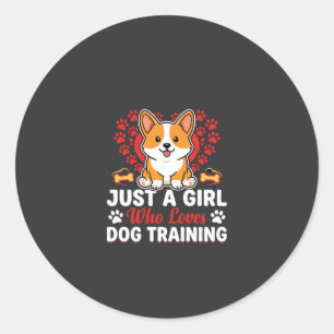 Adesivo Menina Ama Treinamento de Cães Corgi