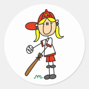 Adesivo Menina ao Bastão Presentes de Beisebol em Figuras 
