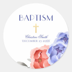 Adesivo Menina Baptism Christening Floral Peony Wreath