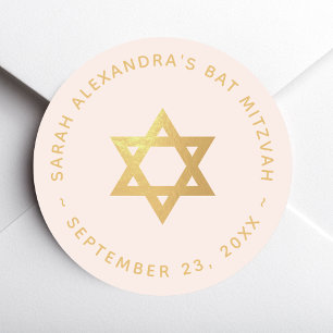 Adesivo Menina Bat Mitzvah Estrela de Davi Folheada a Ouro