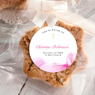 Adesivo Menina Batismo Batizado Rosa Tinta