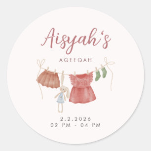 Adesivo Menina Bebê Rosa Aquarela Aqeeqah Clássico