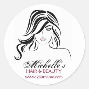 Adesivo Menina bonita com ícone do cabelo ondulado e da