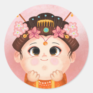 Adesivo Menina bonita em uma princesa chinesa, fantasia de
