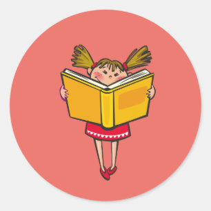 Adesivo Menina bonito do geek da leitura
