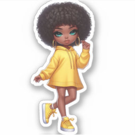Adesivo Menina branca afro-preta/ amarela