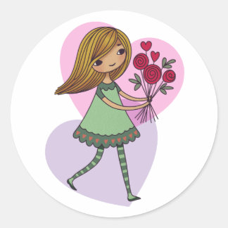 Adesivo Menina Com Flores