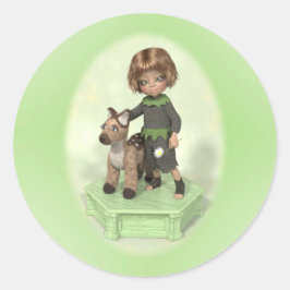 Adesivo Menina com plushtoy e um clássico bastão redondo
