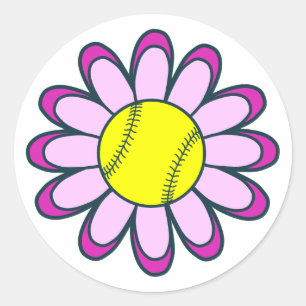 Adesivo Menina cor-de-rosa do softball
