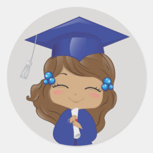 Adesivo Menina da graduação no azul