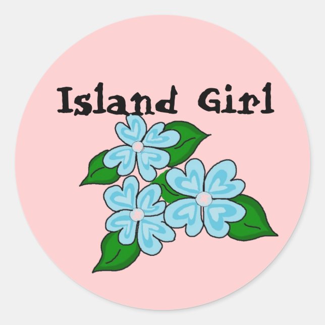 Adesivo Menina da Ilha Flores Tropicais (Frente)