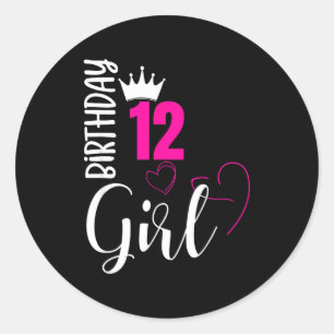 Adesivo menina de 12 anos de aniversário feliz aniversário