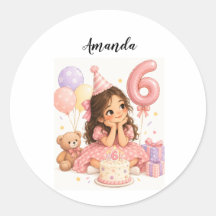 menina de 6 anos de aniversário personalizado