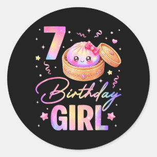 Adesivo Menina de 7 Anos de Aniversário Doce Kawaii Anime