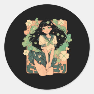 Adesivo Menina de animação do Dia de São Patrício Manga Ve