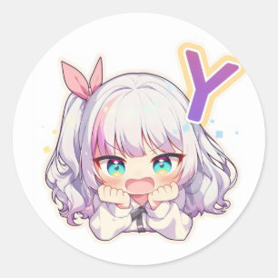 Adesivo Menina de Anime com a Letra Y