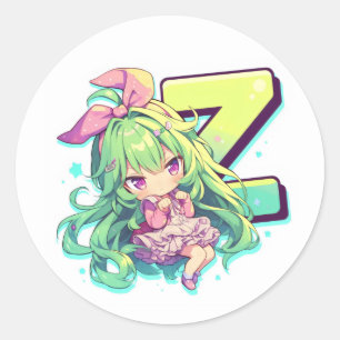 Adesivo Menina de Anime com a Letra Z