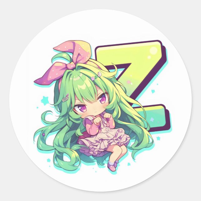 Adesivo Menina de Anime com a Letra Z (Frente)