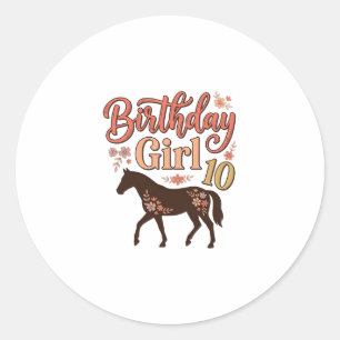 Adesivo Menina de Aniversário 10 Cavalo Floral Desenho Vet