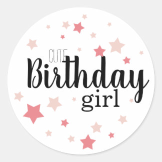 Adesivo Menina de aniversário bonita com estrelas rosa