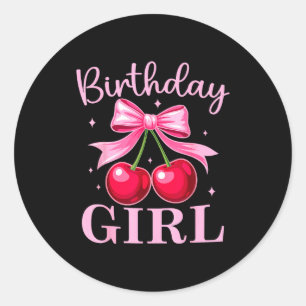 Adesivo Menina de Aniversário Coquete Laço Cereja Meninas 