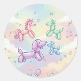 Adesivo Menina de Aniversário de Animal de Balão Pastel Fo