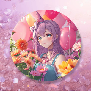 Adesivo Menina de aniversário do filme Anime