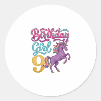 Adesivo Menina de Aniversário Unicórnio Design de Gravura 