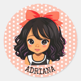 Adesivo Menina de Cartoon Personalizada