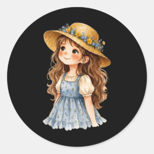 Adesivo Menina de Chapéu Floral Aquarela - Verão Caprichos