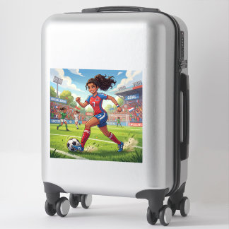 Adesivo Menina de Desenho Animado Fofo Jogando Futebol