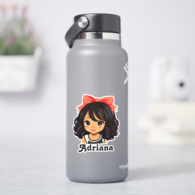 Adesivo Menina de desenho hispânica personalizada (HidroFlask)