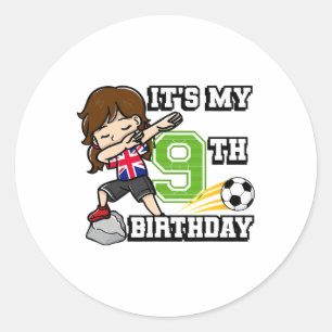 Adesivo Menina de Futebol É Meu 9º Aniversário Bandeira do
