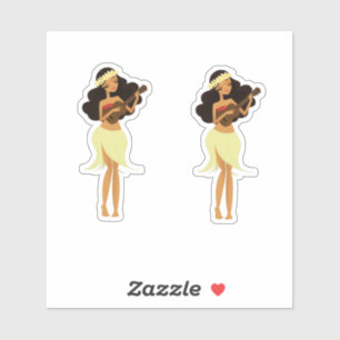 Adesivo Menina de Hula do Ukulele