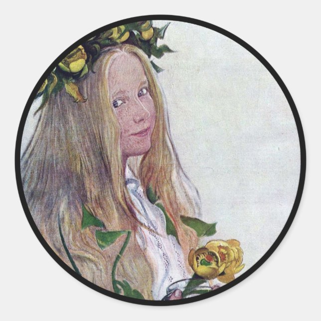 Adesivo Menina de Lúcia Sueca com Flor (Frente)