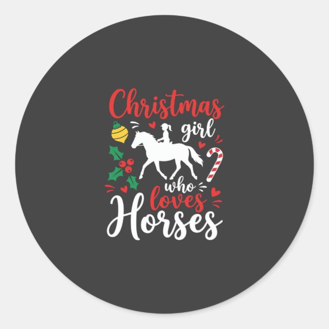 Adesivo Menina de Natal que Ama Cavalos (Frente)