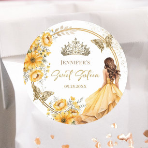Adesivo Menina de Ouro Amarelo Princesa Tiara Floral Sweet
