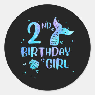 Adesivo Menina de Segundo Aniversário Sereia 2º Crianças d
