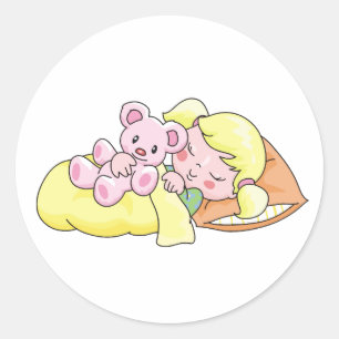 Adesivo Menina de sono com urso de ursinho