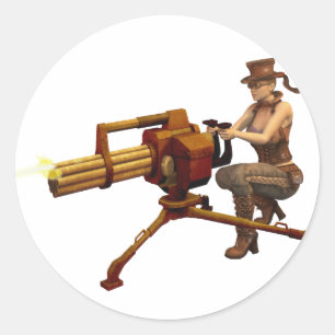 Adesivo Menina de Steampunk com arma