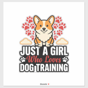 Adesivo Menina de Treinamento de Cachorro Corgi Camisa Vin
