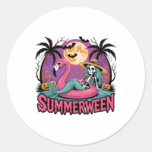 Adesivo Menina de Verão do Skeleton Flamingo