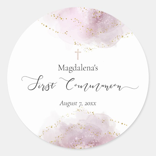 Adesivo menina decor de aquarela Primeira Comunhão (Frente)