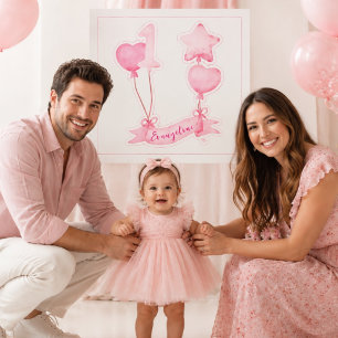 Adesivo Menina do Balão Divertida Aniversário de 1 Ano Nom
