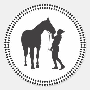 Adesivo Menina do Minimalismo com Cavalo a preto