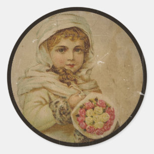 Adesivo Menina do Victorian com rosas de Natal