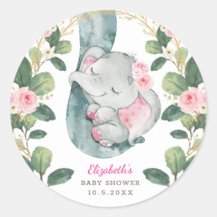 Adesivo Menina Dourada Rosa, Elefante Cinzento