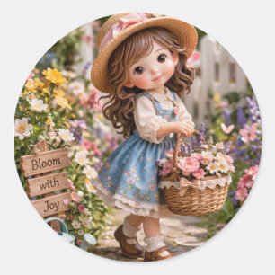 Adesivo Menina e seu jardim de flores